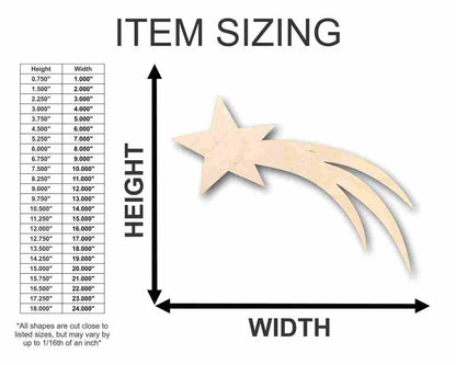 Unfinished Wood Comet Shooting Star Shape - Space - Nursery - Craft - up to 46" DIY - NameSigns.com