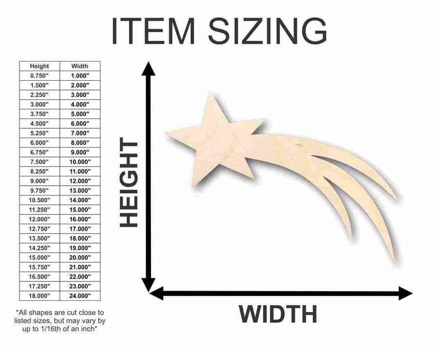 Unfinished Wood Comet Shooting Star Shape - Space - Nursery - Craft - up to 46" DIY - NameSigns.com