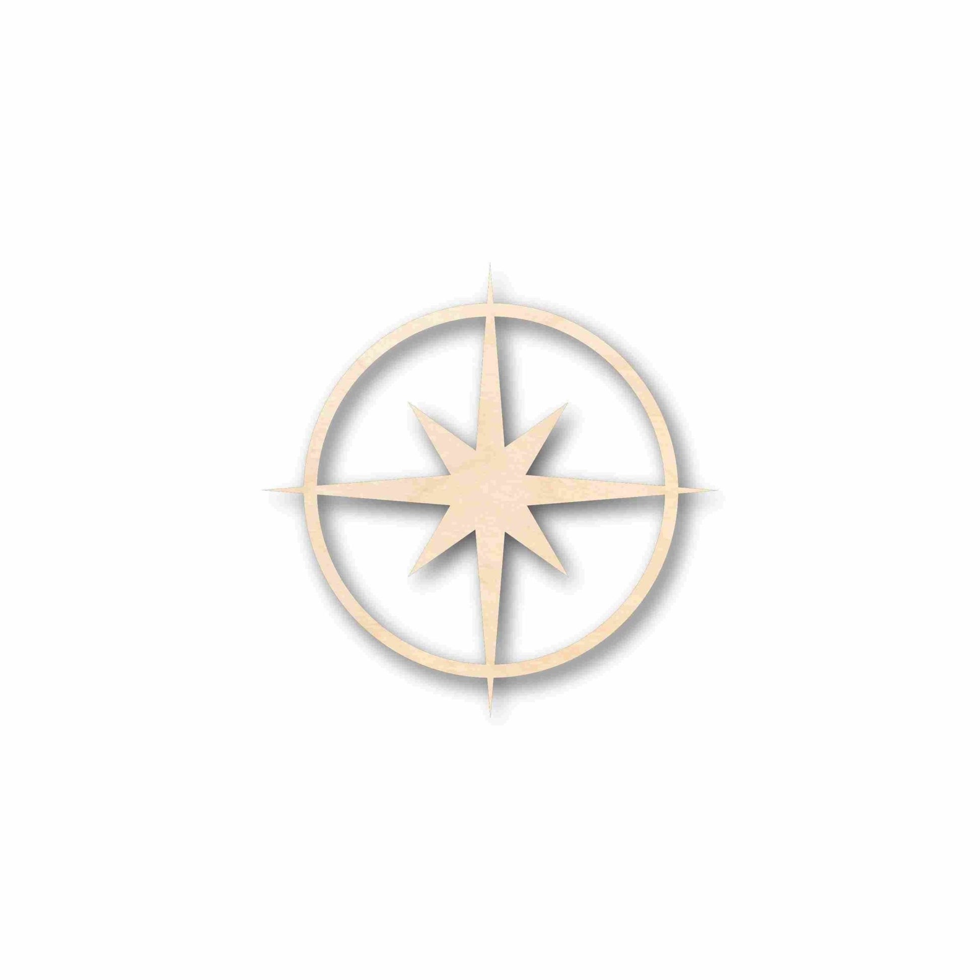 Unfinished Wood Compass Rose Star Sharp Six Point Star Silhouette - Craft - up to 46" DIY - NameSigns.com