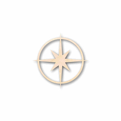 Unfinished Wood Compass Rose Star Sharp Six Point Star Silhouette - Craft - up to 46" DIY - NameSigns.com