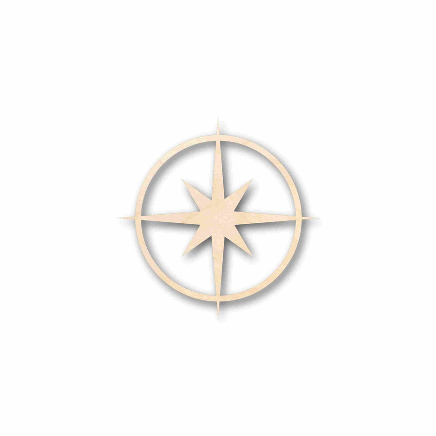 Unfinished Wood Compass Rose Star Sharp Six Point Star Silhouette - Craft - up to 46" DIY - NameSigns.com