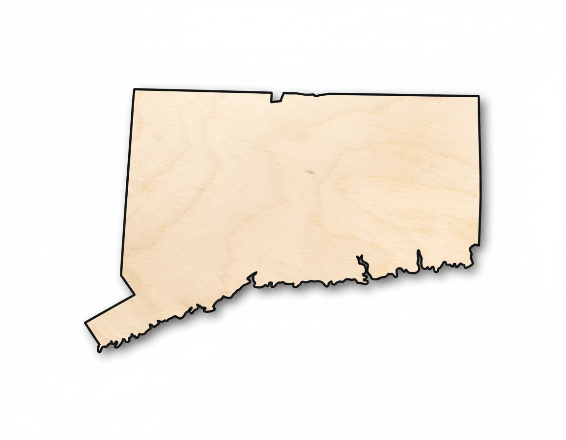 Unfinished Wood Connecticut Shape - State - Craft - up to 46" DIY - NameSigns.com