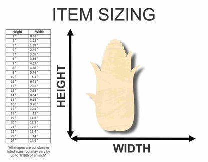 Unfinished Wood Corn Shape - Fall - Kitchen - Food - Craft - up to 46" DIY - NameSigns.com