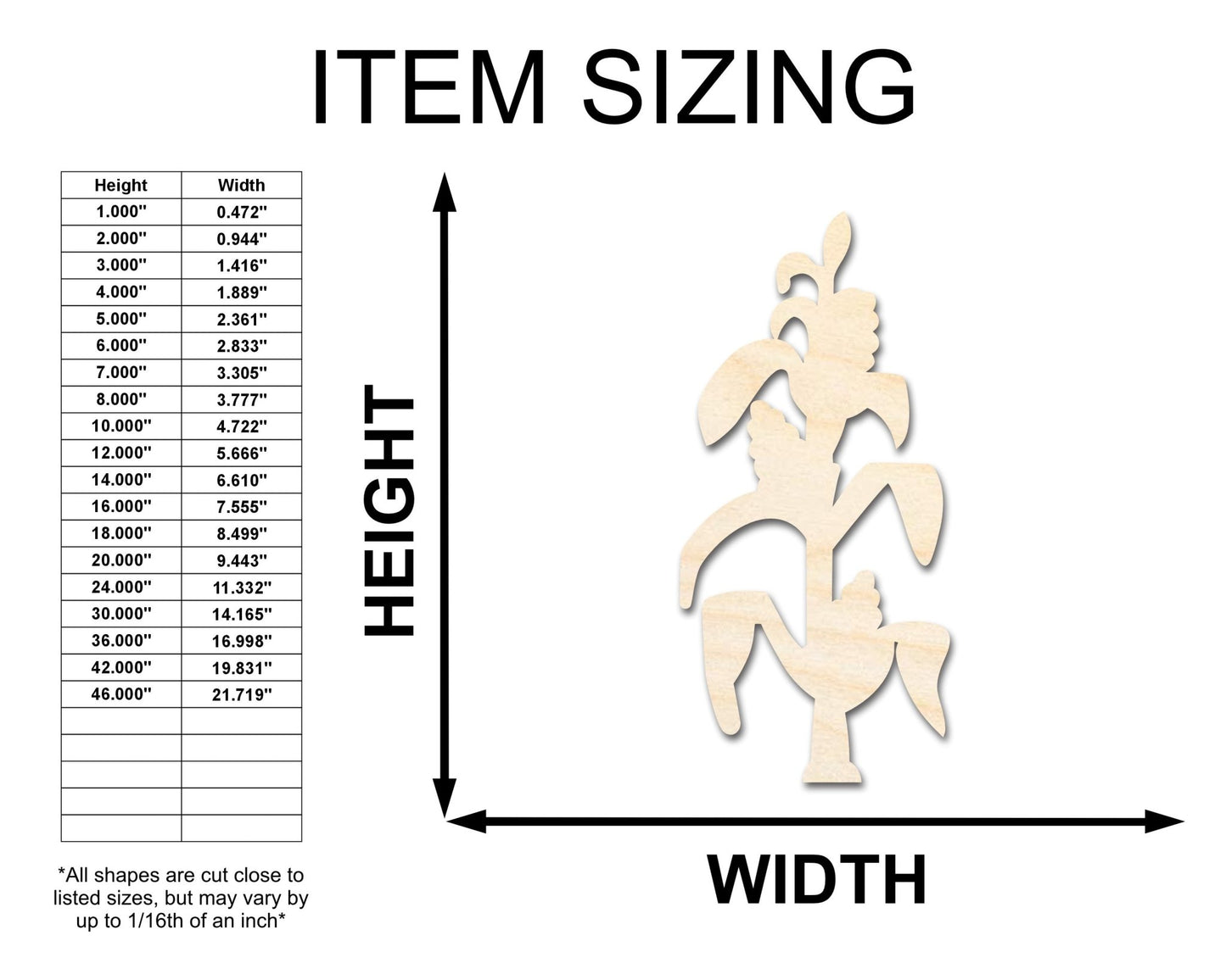 Unfinished Wood Corn Stalk Shape | Craft Cutout | up to 46" DIY - NameSigns.com