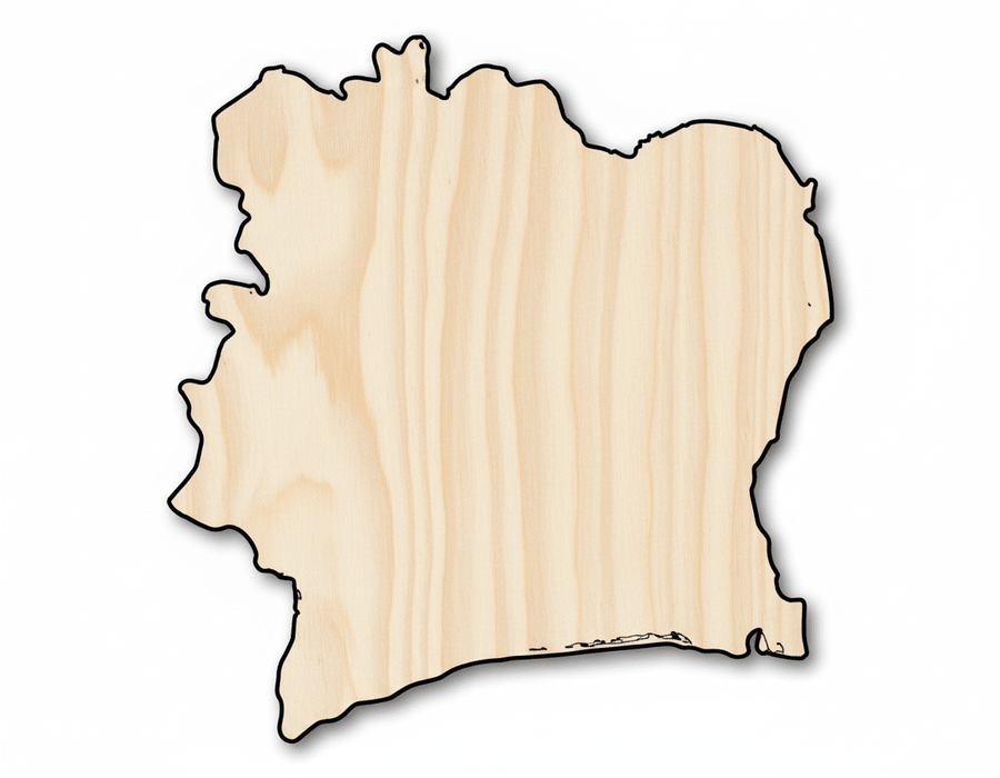 Unfinished Wood Cote d'Ivoire Country Shape - Ivory Coast West Africa Craft - up to 46" DIY - NameSigns.com