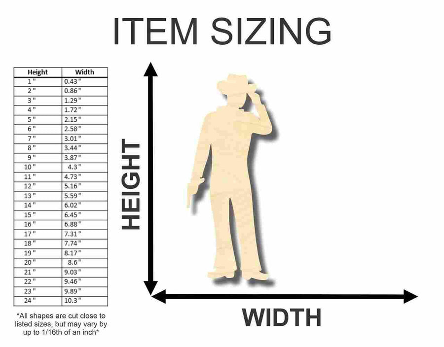 Unfinished Wood Cowboy Shape - Western - Craft - up to 46" DIY - NameSigns.com