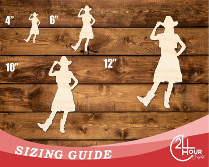 Unfinished Wood Cowgirl Shape | DIY Craft Cutout | up to 46" DIY - NameSigns.com