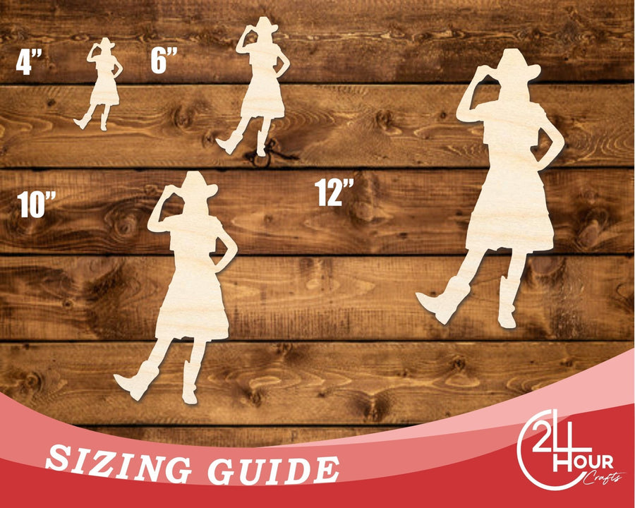 Unfinished Wood Cowgirl Shape | DIY Craft Cutout | up to 46" DIY - NameSigns.com