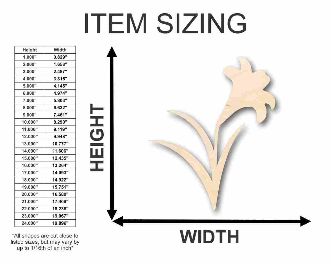 Unfinished Wood Craft Easter Lily Shape - Easter Flower - Craft up to 46" DIY - NameSigns.com