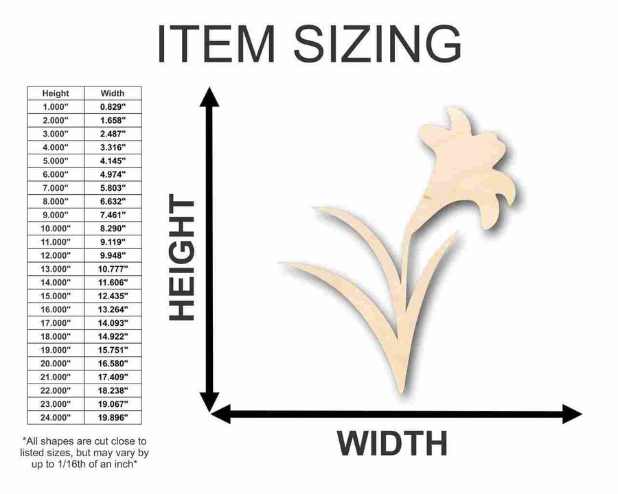 Unfinished Wood Craft Easter Lily Shape - Easter Flower - Craft up to 46" DIY - NameSigns.com