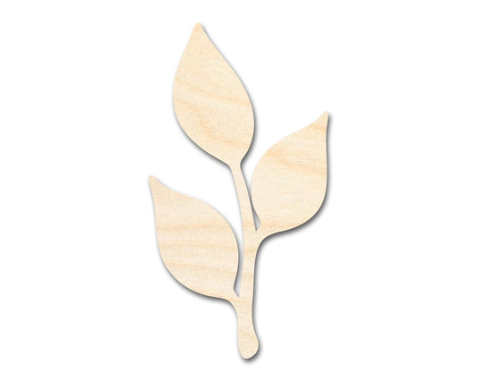 Unfinished Wood Craft - Wooden Stem Leaf Cutout for DIY Projects - Baltic Birch - NameSigns.com