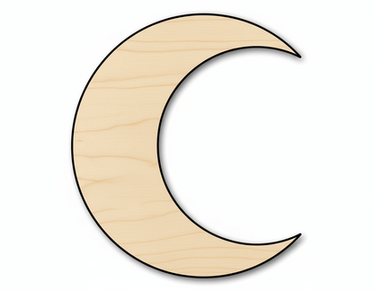 Unfinished Wood Crescent Moon Shape | DIY Celestial Night Sky Craft Cutout | Up to 36" - NameSigns.com
