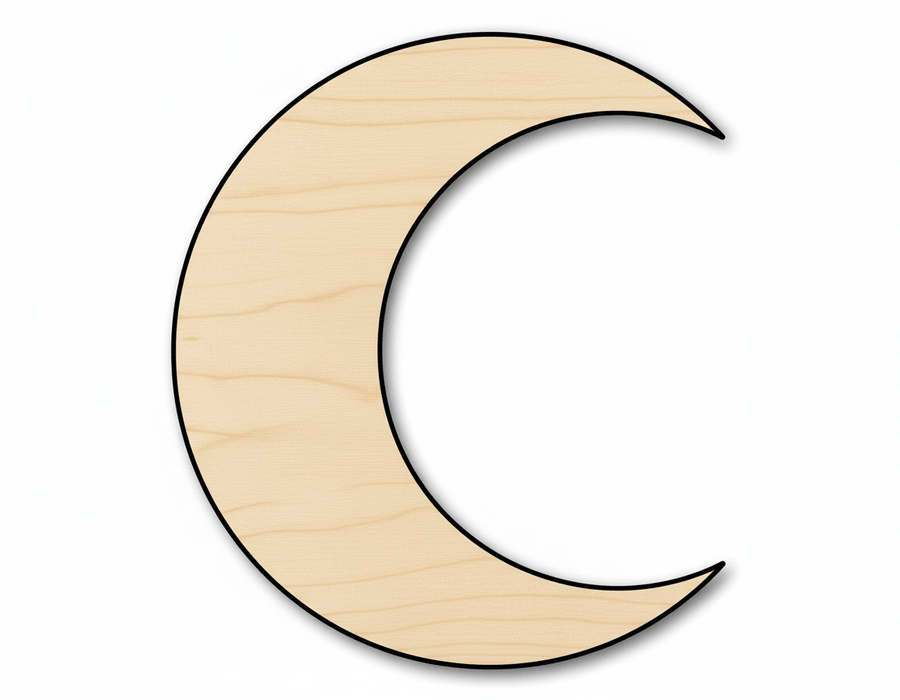 Unfinished Wood Crescent Moon Shape | DIY Celestial Night Sky Craft Cutout | Up to 36" - NameSigns.com