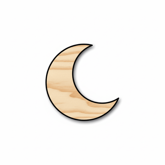 Unfinished Wood Crescent Moon Silhouette - Craft - up to 46" DIY - NameSigns.com
