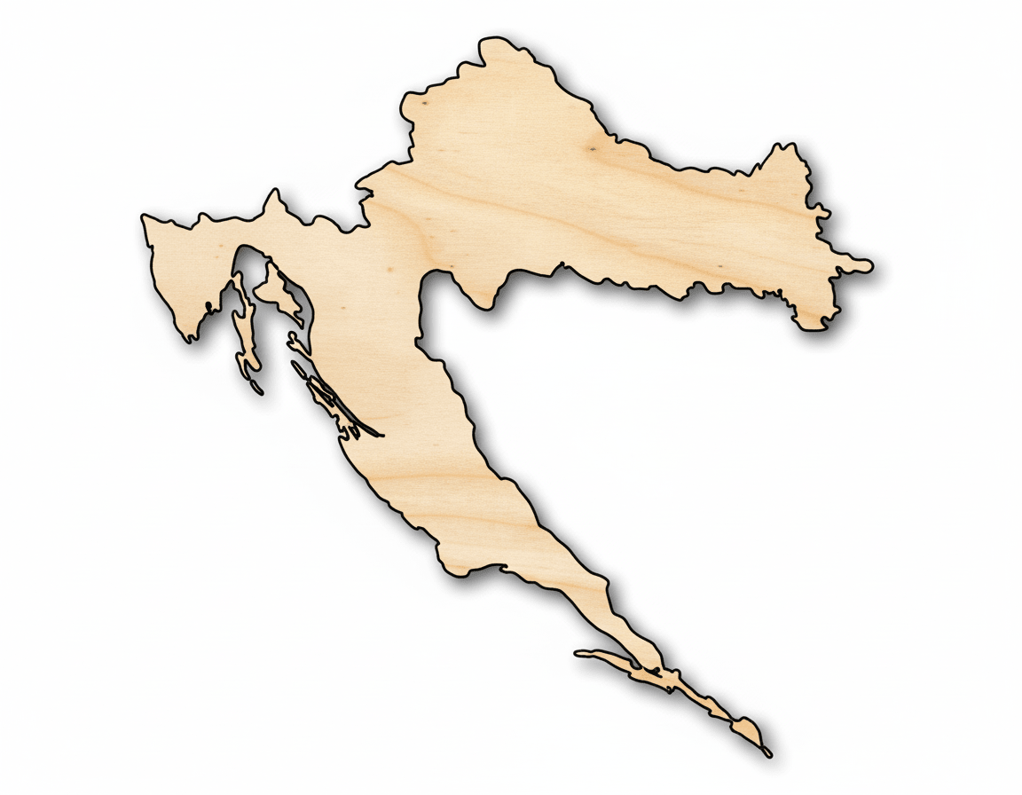 Unfinished Wood Croatia Country Shape - European Craft - up to 46" DIY - NameSigns.com