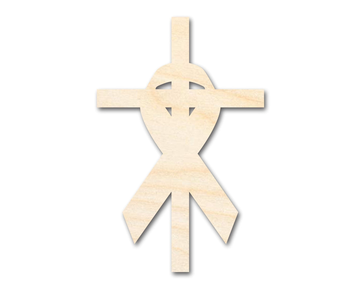 Unfinished Wood Cross and Ribbon Silhouette Shape - Craft - up to 46" - NameSigns.com
