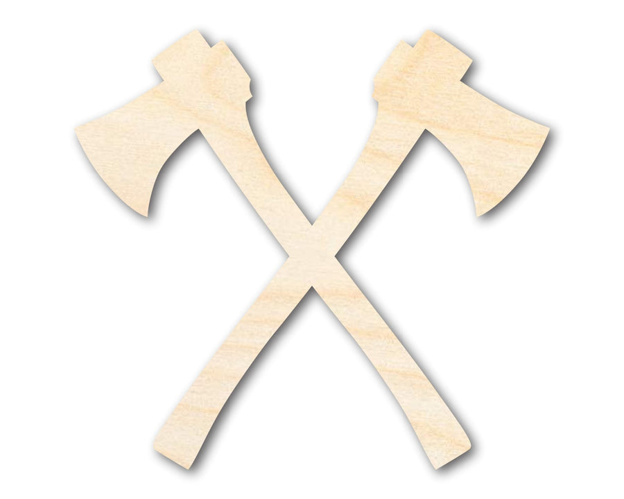 Unfinished Wood Crossed Axes Shape - Medieval Viking Craft - up to 46" DIY - NameSigns.com