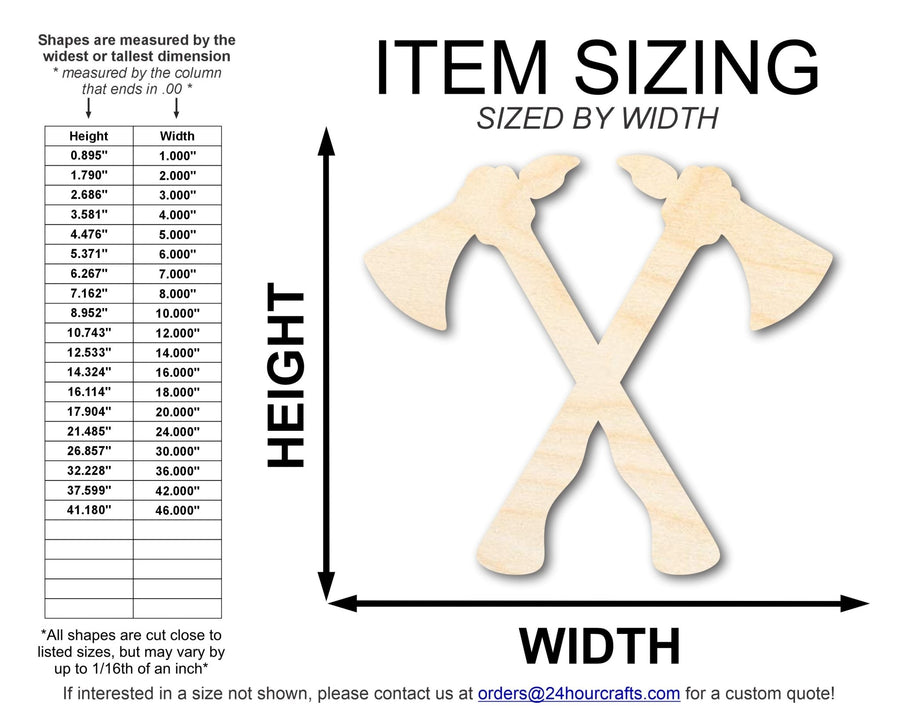 Unfinished Wood Crossed Tomahawks Shape | Native American | Craft Cutout | up to 46" DIY - NameSigns.com