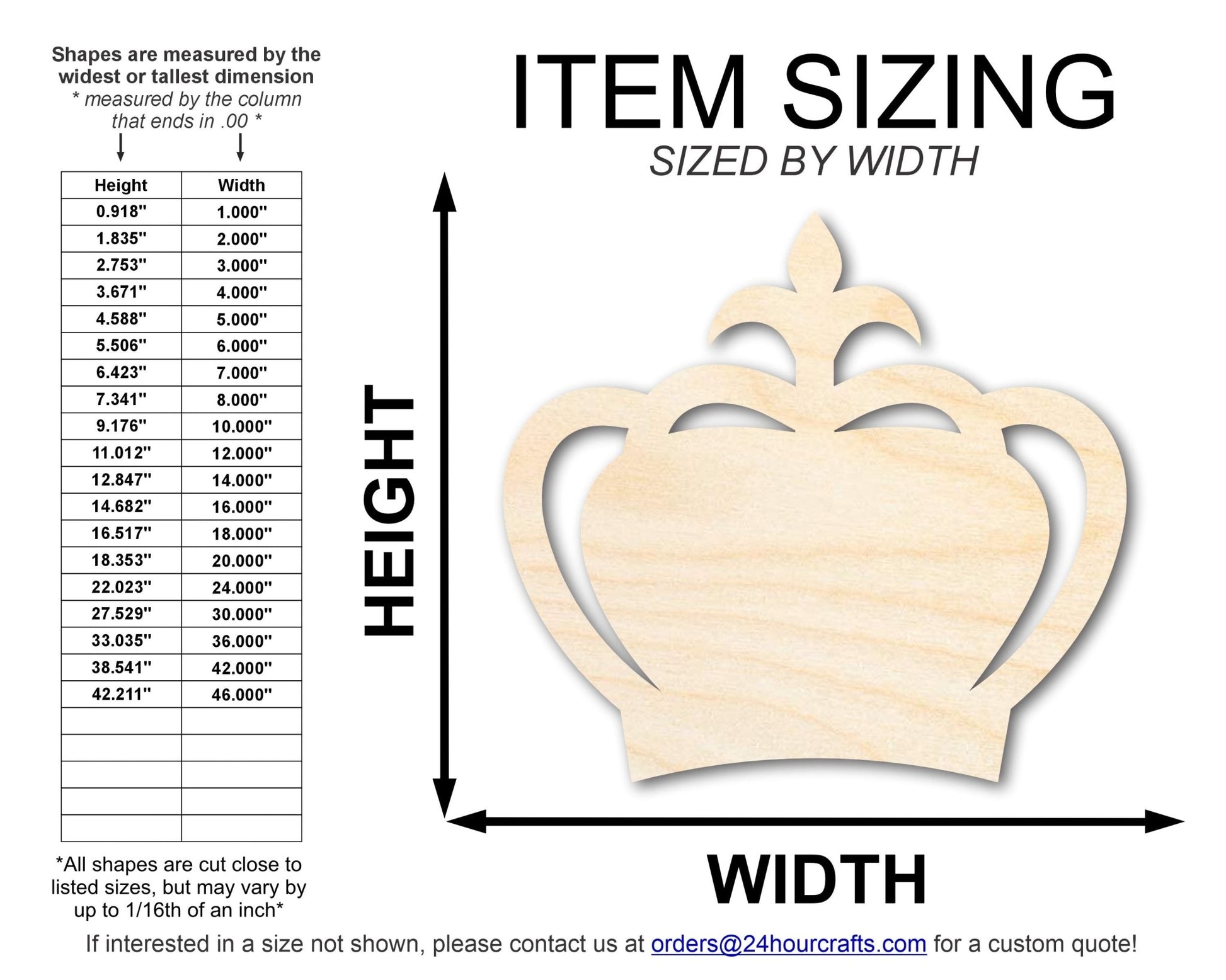 Unfinished Wood Crown Shape | DIY Craft Cutout | up to 46" DIY - NameSigns.com