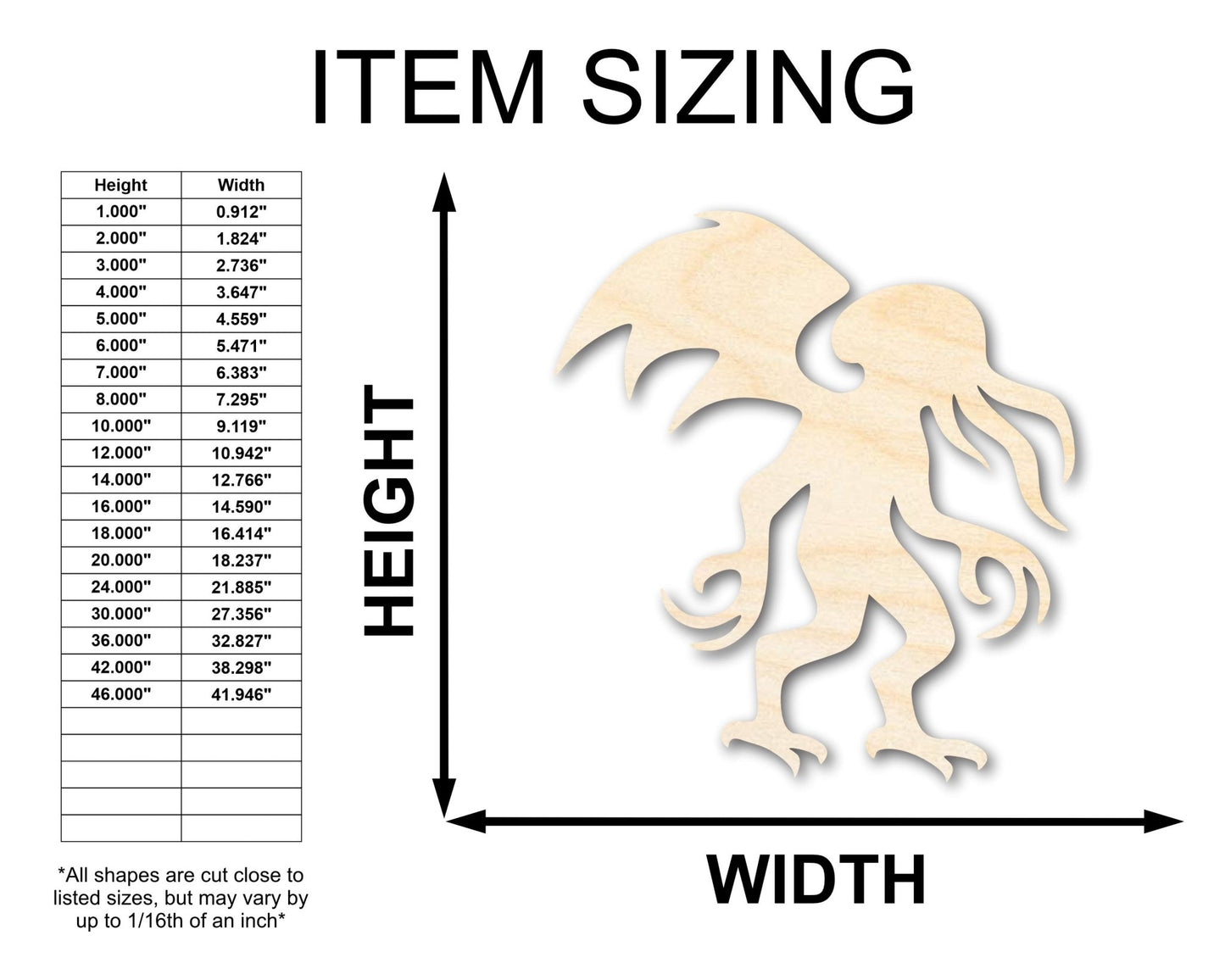 Unfinished Wood Cthulhu Shape - Craft - up to 46" - NameSigns.com