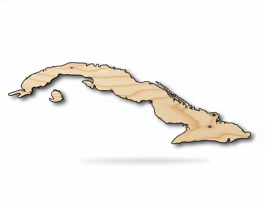 Unfinished Wood Cuba Country Shape - Caribbean Craft - up to 46" DIY - NameSigns.com