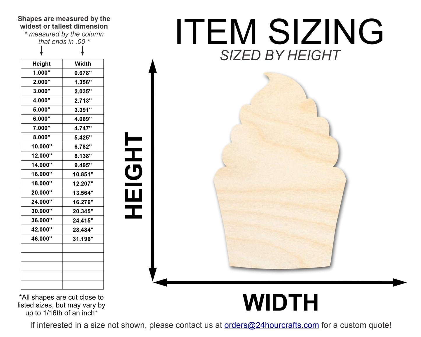 Unfinished Wood Cupcake Shape | DIY Craft Cutout | up to 46" DIY - NameSigns.com