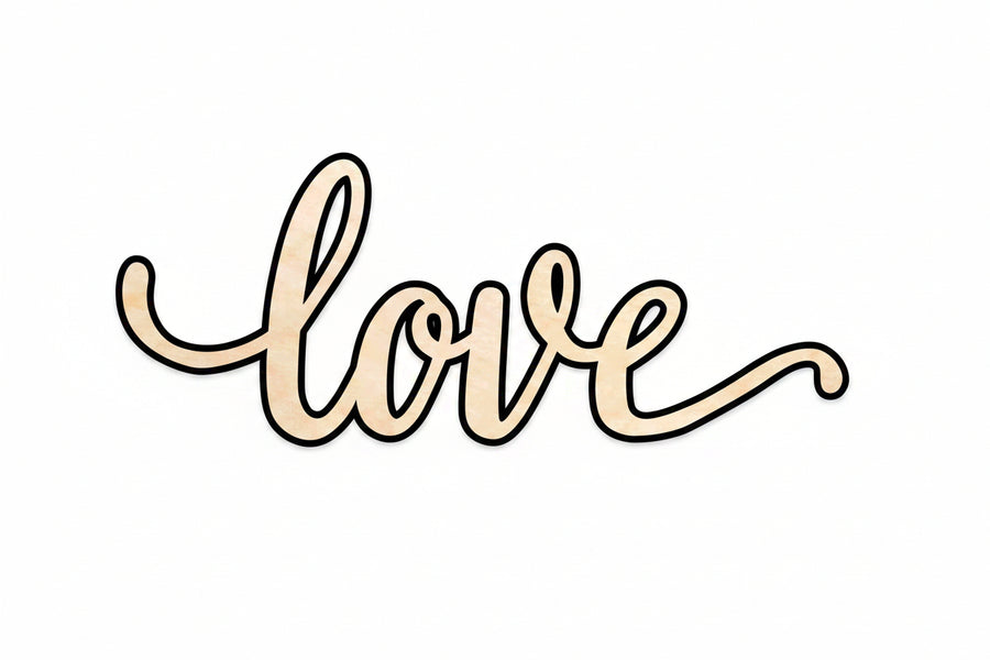 Unfinished Wood Cursive Love Craft | Valentine's Day Wedding DIY | Up to 46" - NameSigns.com