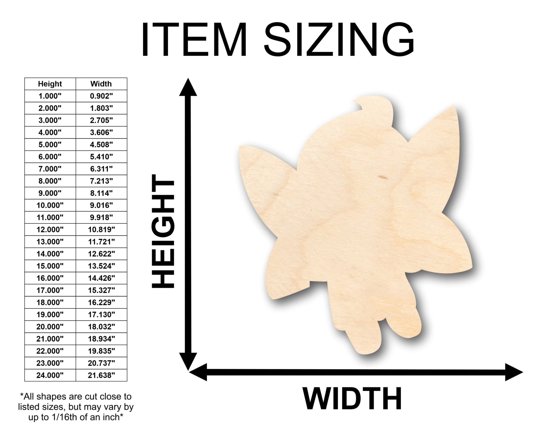 Unfinished Wood Cute Fairy Shape - Craft - up to 46" DIY - NameSigns.com