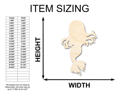 Unfinished Wood Cute Mermaid Silhouette - Craft - up to 46" DIY - NameSigns.com