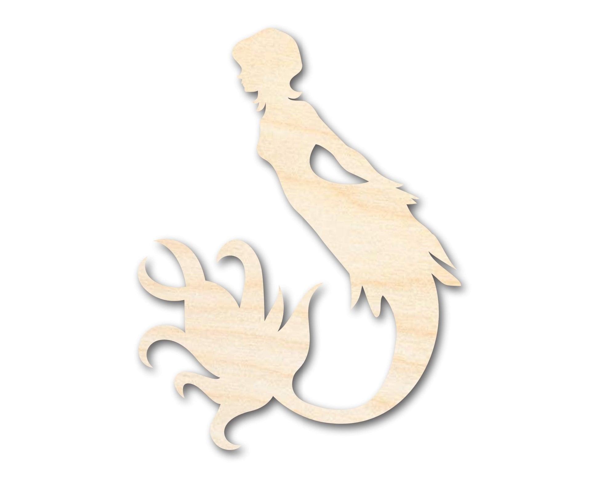 Unfinished Wood Cute Mermaid Siren Silhouette - Craft - up to 46" DIY - NameSigns.com