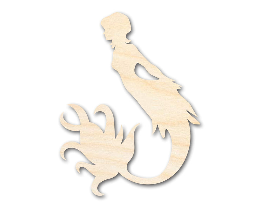 Unfinished Wood Cute Mermaid Siren Silhouette - Craft - up to 46" DIY - NameSigns.com