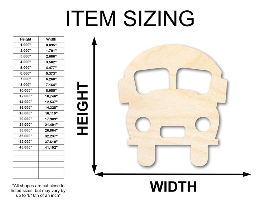 Unfinished Wood Cute School Bus Shape | Back to School | Kids Crafts | Craft Cutout | up to 46" DIY - NameSigns.com