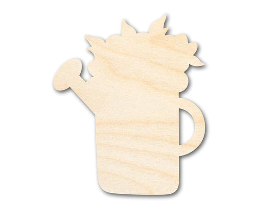 Unfinished Wood Cutout Floral Watering Can - DIY Wooden Craft Shape Up to 46" - NameSigns.com
