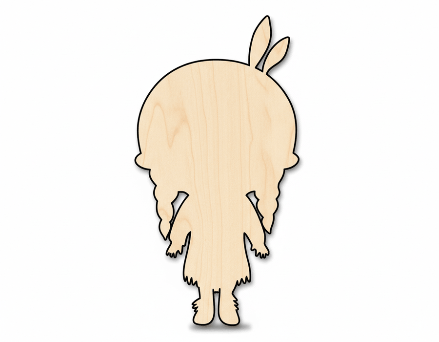 Unfinished Wood Cutout - Native Girl Silhouette Birch Wood Craft Shape - NameSigns.com
