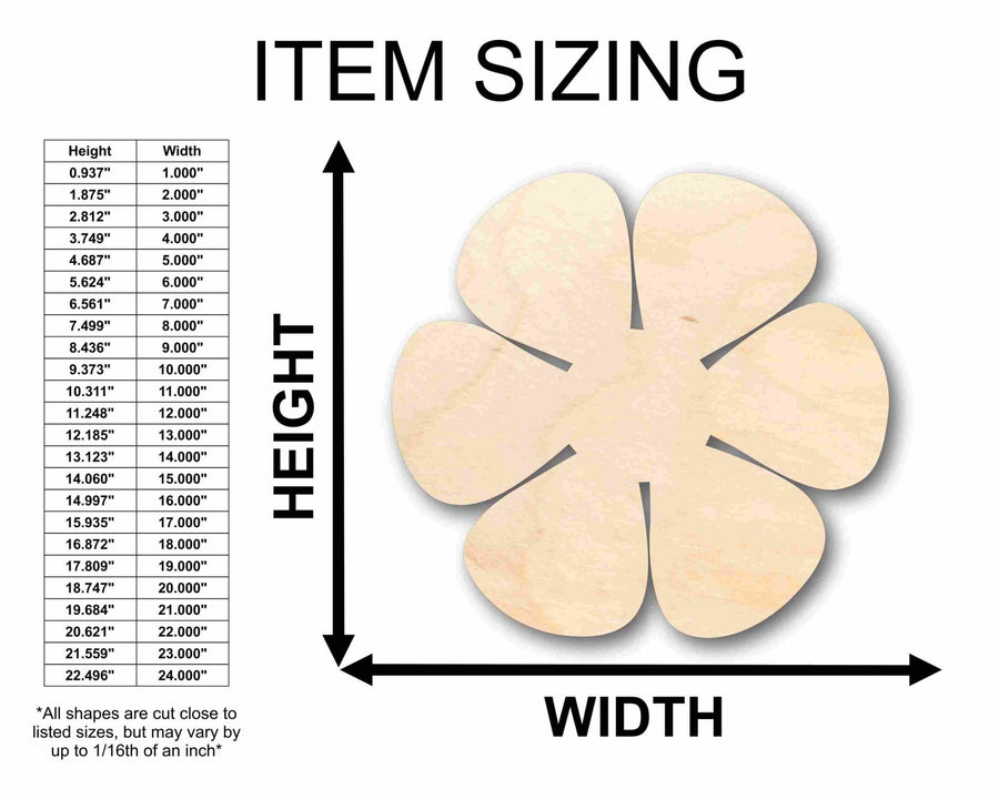 Unfinished Wood Daisy Rose Flower Petals Silhouette - Craft - up to 46" DIY - NameSigns.com