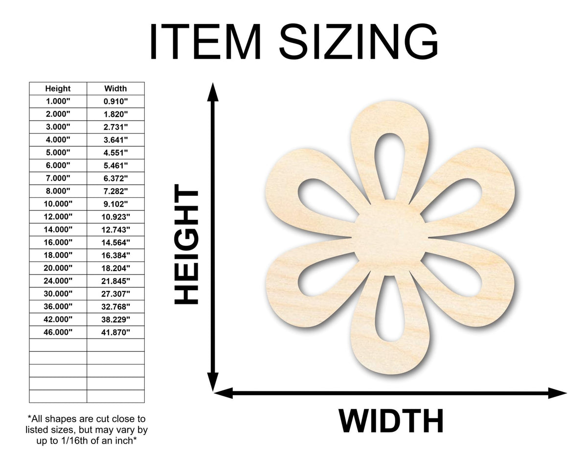 Unfinished Wood Daisy Shape - Flower Craft - up to 46" DIY - NameSigns.com