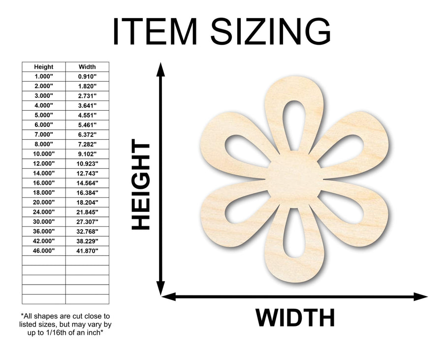 Unfinished Wood Daisy Shape - Flower Craft - up to 46" DIY - NameSigns.com