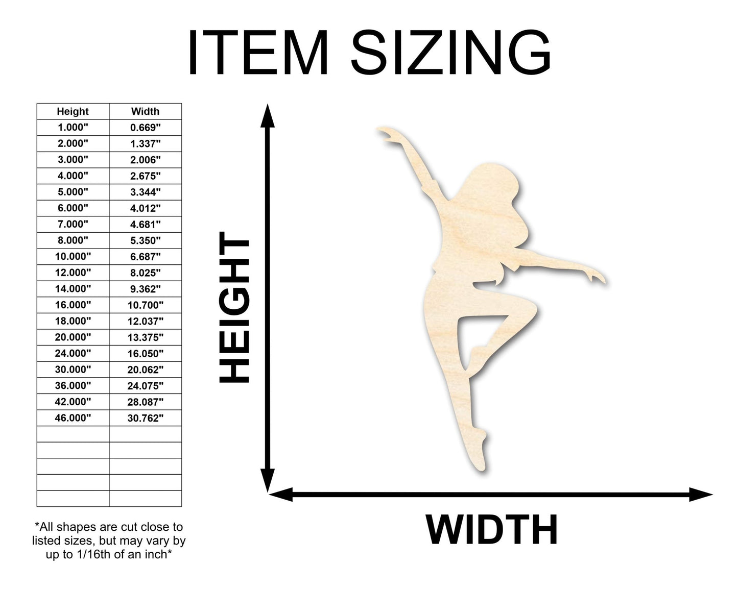 Unfinished Wood Dancer Shape - Dance Craft - up to 46" DIY - NameSigns.com