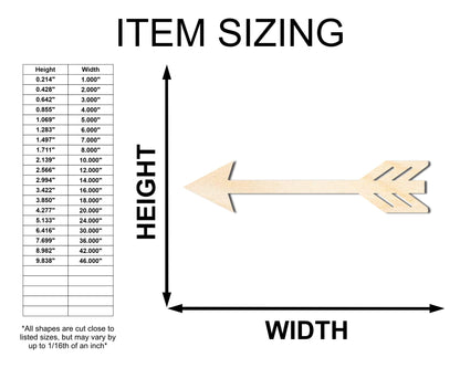 Unfinished Wood Decorative Arrow Shape | Craft Cutout | up to 46" DIY - NameSigns.com