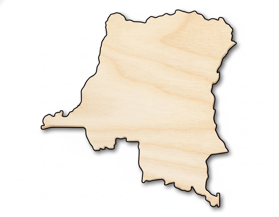 Unfinished Wood Democratic Republic of the Congo Country Shape - African Craft - up to 46" DIY - NameSigns.com