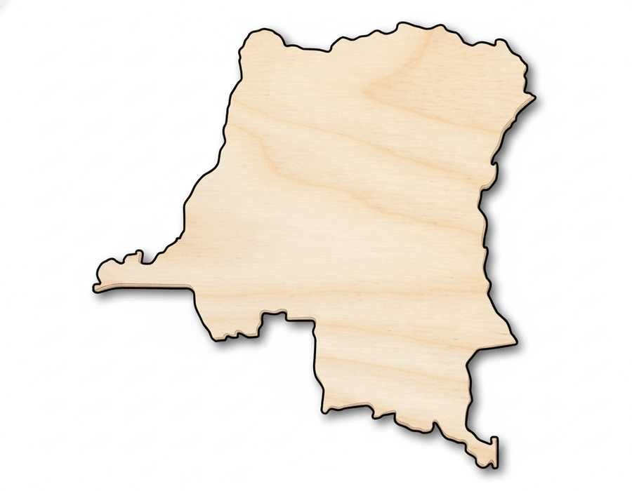 Unfinished Wood Democratic Republic of the Congo Country Shape - African Craft - up to 46" DIY - NameSigns.com