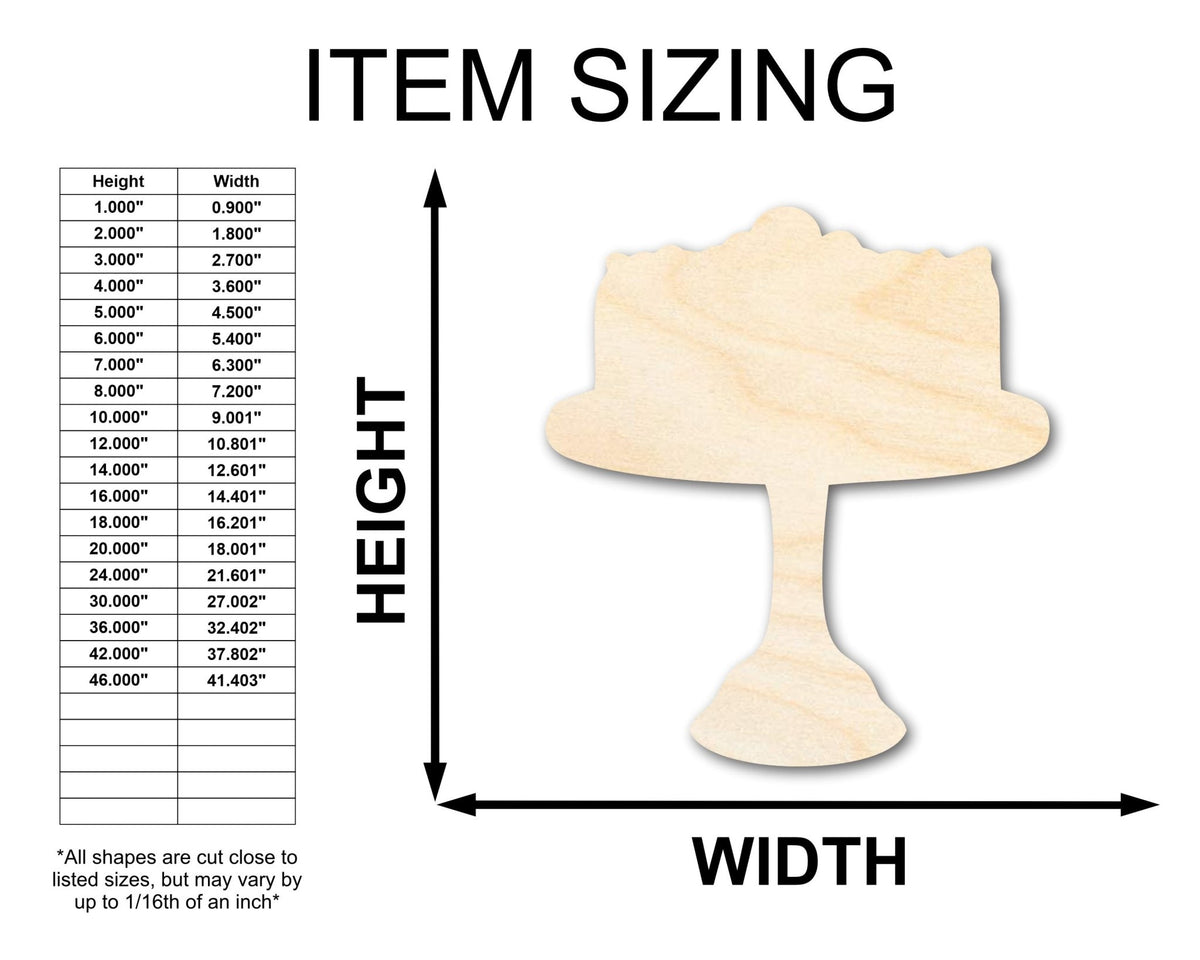 Unfinished Wood Dessert Cake Shape - Craft - up to 46" - NameSigns.com