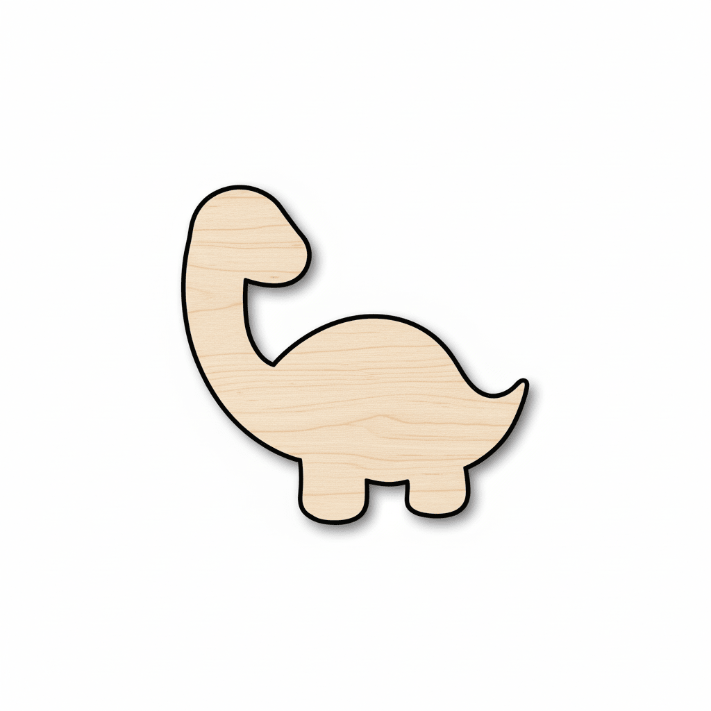 Unfinished Wood Dinosaur Brontosaurus Silhouette - DIY Birch Plywood Craft Shape - NameSigns.com