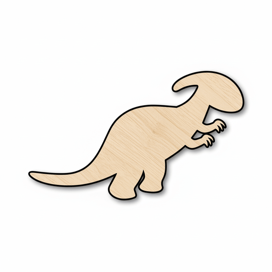 Unfinished Wood Dinosaur Parasaurolophus Cutout - Baby Silhouette Craft - DIY Wood Art - NameSigns.com
