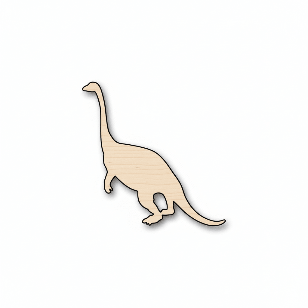 Unfinished Wood Dinosaur - Plant Eating Dino Shape | Baltic Birch Plywood Craft - NameSigns.com