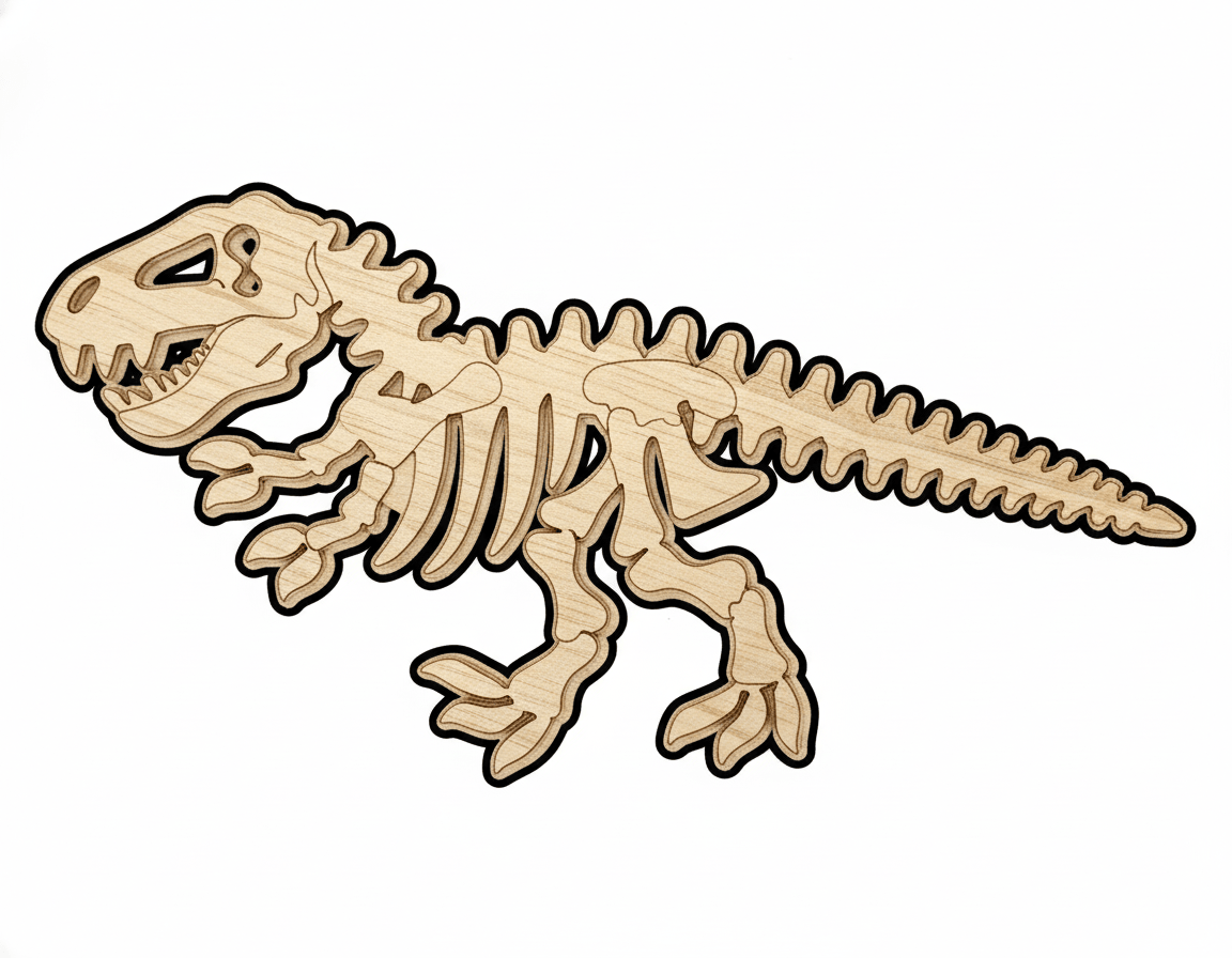 Unfinished Wood Dinosaur Skeleton Shape - Craft - up to 46" DIY - NameSigns.com
