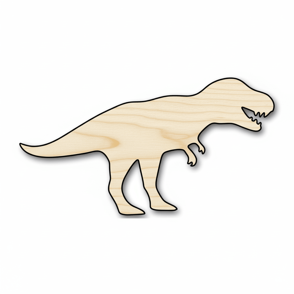 Unfinished Wood Dinosaur - T - Rex Shape Craft | Baltic Birch Plywood Art Up To 46" - NameSigns.com