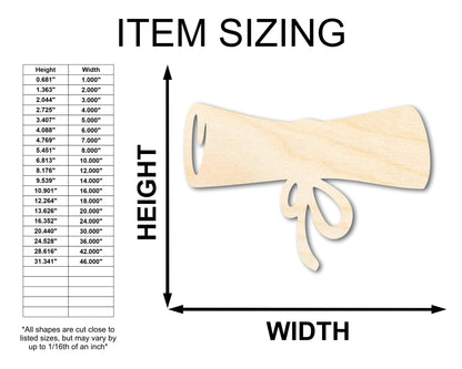 Unfinished Wood Diploma Shape - Graduation Craft - up to 46" DIY - NameSigns.com