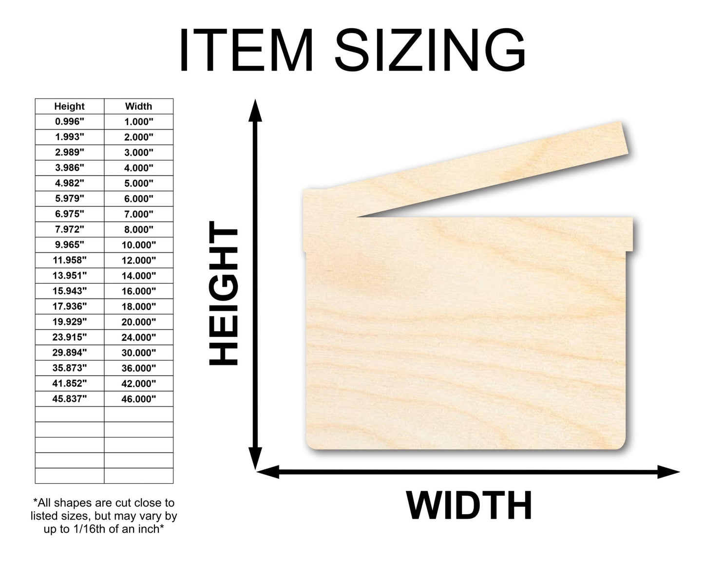 Unfinished Wood Directors Clapboard Silhouette - Film Craft - up to 46" DIY - NameSigns.com
