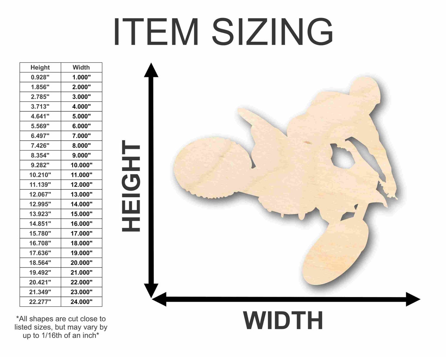 Unfinished Wood Dirtbike Silhouette - Craft - up to 46" DIY - NameSigns.com